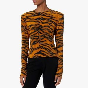 Norma Kamali Tiger Print Long Sleeve Top